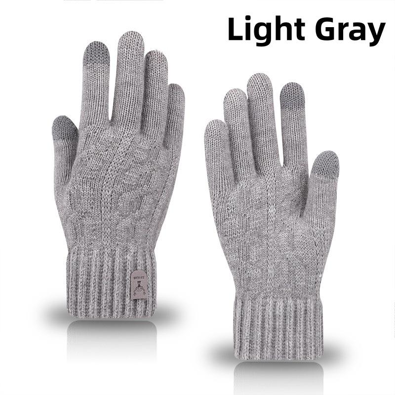 1pair Winter Touch Screen Protector Warm Gloves Fleece-Lined And Thickened Cold-Proof Snow Gloves Camel Wool Cycling Knit Glove