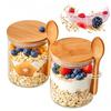 NEPIVEL 2-Pack 18oz Airtight Glass Meal Prep Containers with Lids ? Overnight Oat Jars for Coffee, Nuts, Candy, Chia Seed Sugar, Pudding | Leakproof B