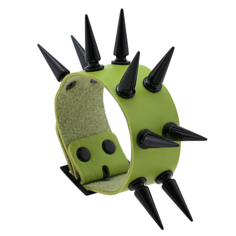 Emo Spike Bracelet Vegan Leather Punk Bracelets Goth Girl Boy Cuff Bangle Studded Halloween Wristband for Women Men Jewelry