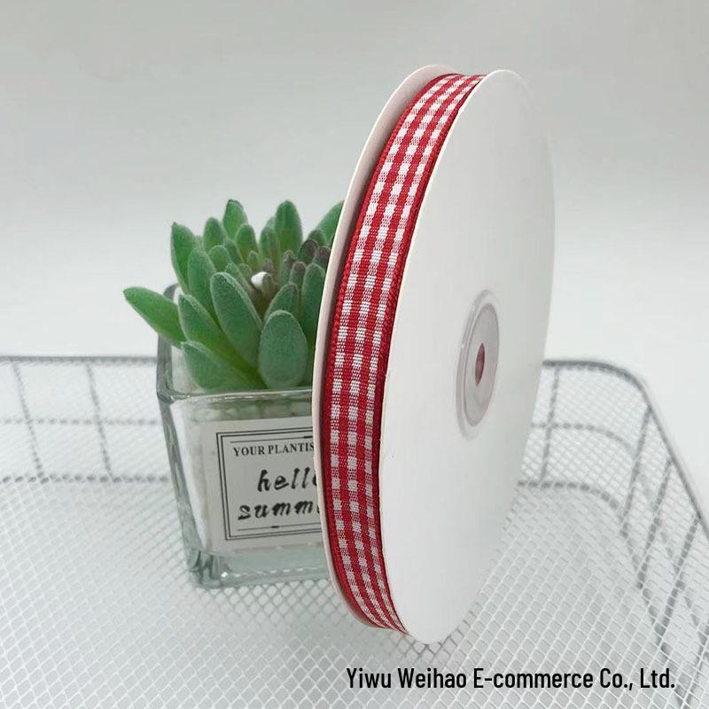 1cm Wide Plaid Ribbon for Cake Packaging, Flower Bouquets, and Christmas Decorations