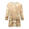 Women's Fashion Casual Three-quarter Sleeve Sequin Printed Round Neck Top