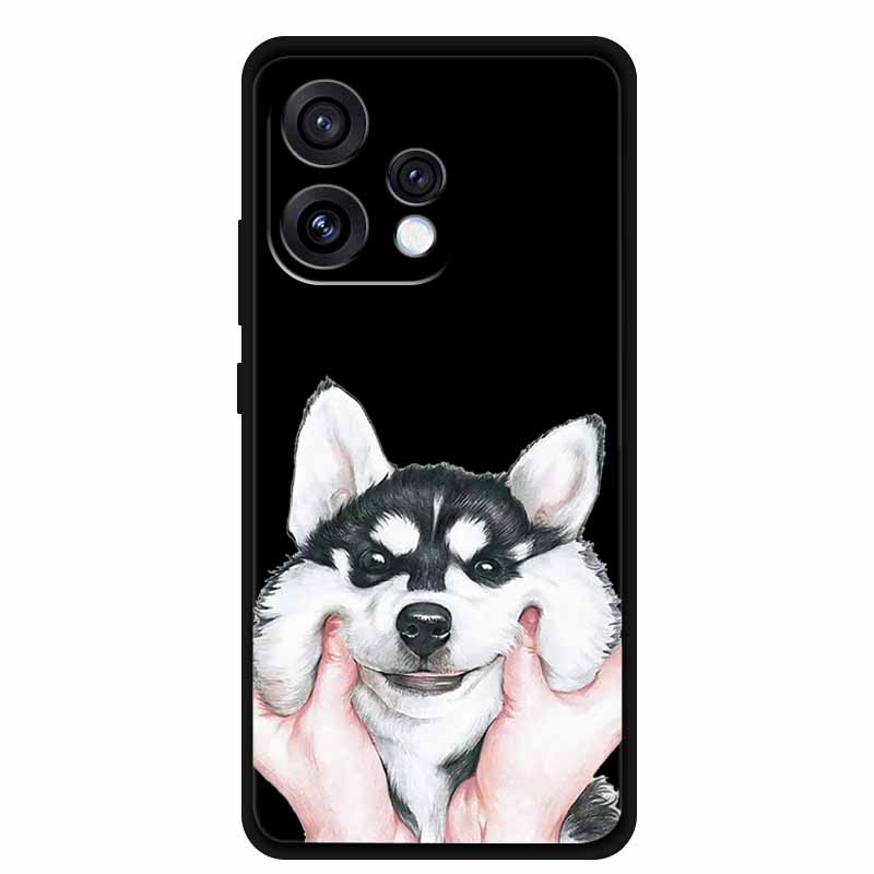 Чехол для Oppo Reno15 5G Цветочный Черный Силиконовый Мягкий Защитный Задний Чехол для Oppo Reno 15C 2025 Чехол для Телефона Coque Мультяшные Ракушки