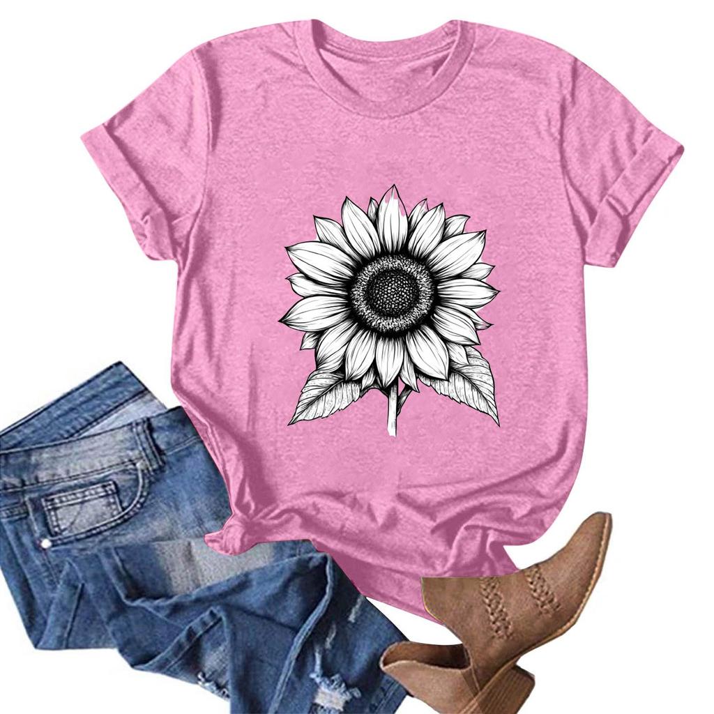 Женская модная повседневная футболка с круглым вырезом и принтом, пуловер с короткими рукавами, топ