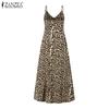 ZANZEA Женское сексуальное платье-комбинация с V-образным вырезом и леопардовым принтом для отпуска