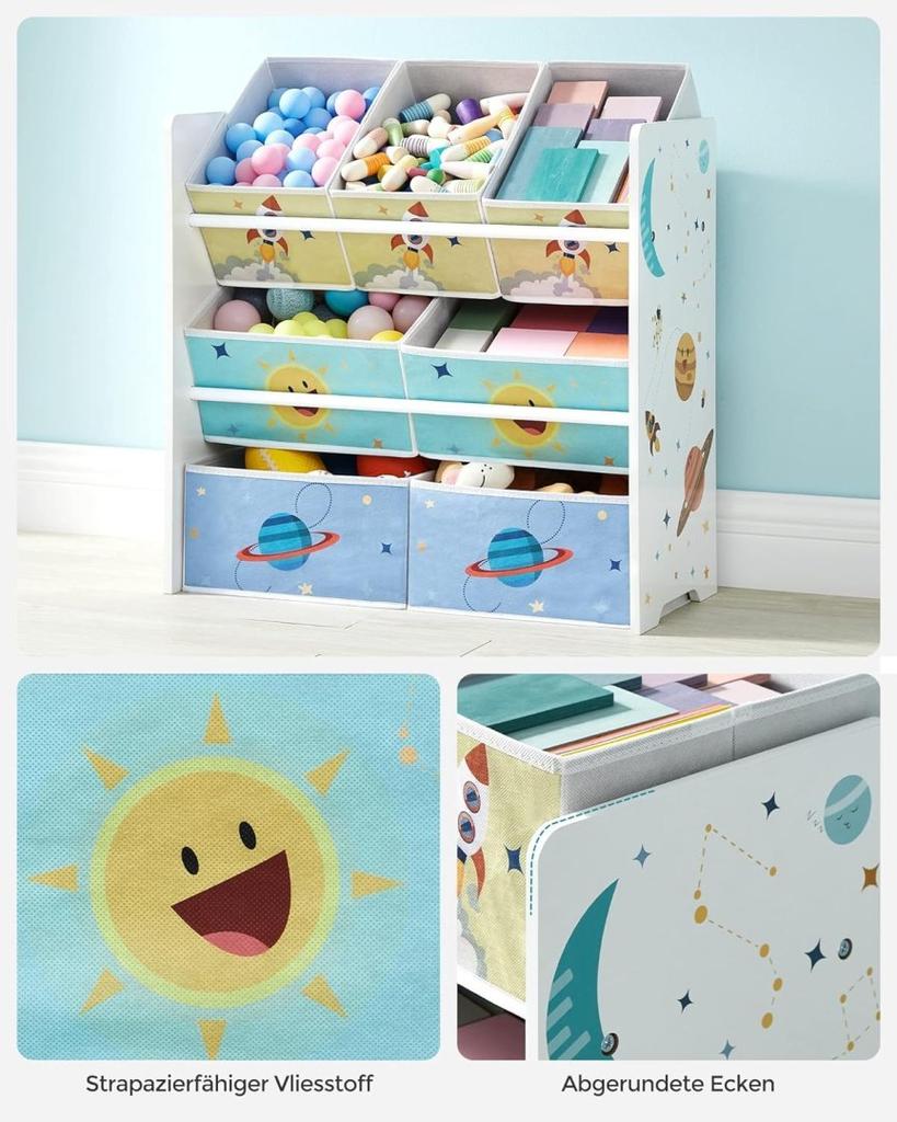 Shelf for Children's Room, Toy Shelf with 7 Storage Boxes Made of Fabric, Shelving, Children's