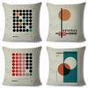Nordic Polyester Throw Pillow Case for Sofa Minimalist Color Block Double Print Cushion Cover Decor Bauhaus Modern Pillowcase
