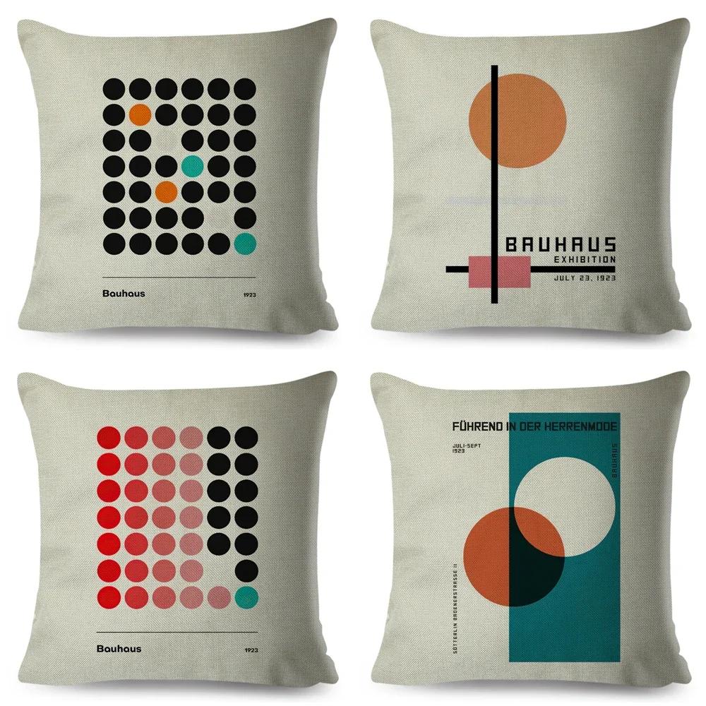 Nordic Polyester Throw Pillow Case for Sofa Minimalist Color Block Double Print Cushion Cover Decor Bauhaus Modern Pillowcase