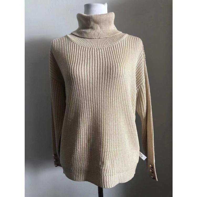 Autumn and Winter Women's Sweater Solid Color High Neck Knit Pullover Casual Fashion Sweater