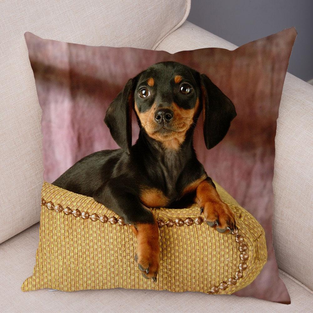 Mini Dachshund Cushion Cover Decor Pet Animal Pillowcase Sofa Home Children's Room Pillowcase