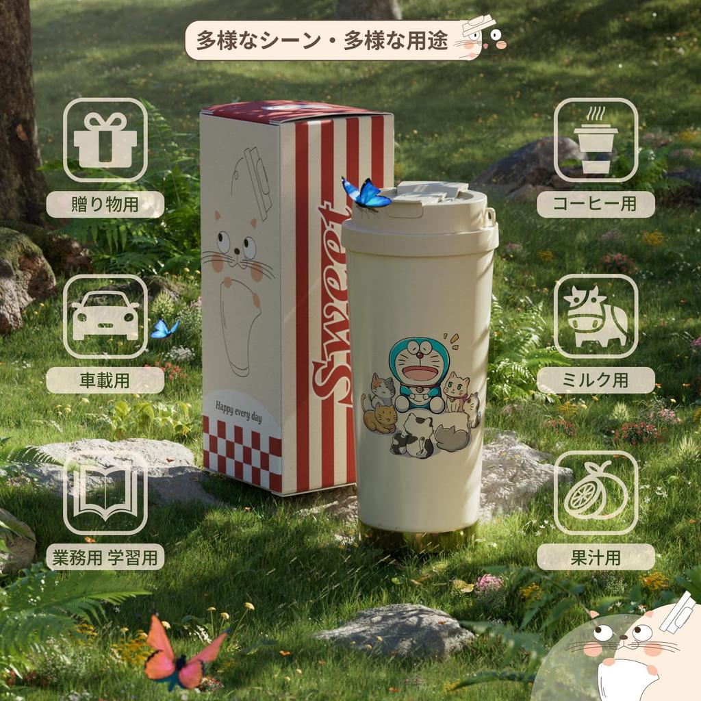 Термос-кружка из нержавеющей стали, 2-сторонняя, бутылка для воды, кофейная кружка, с изоляцией, с соломинкой, легко моется, подходит для активного отдыха, унисекс, 530 мл,