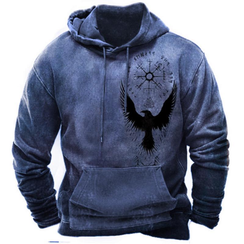 Мужская винтажная толстовка с компасом 3D-печати Y2k, топы Harajuku с капюшоном, зимняя повседневная одежда больших размеров, уличная мода