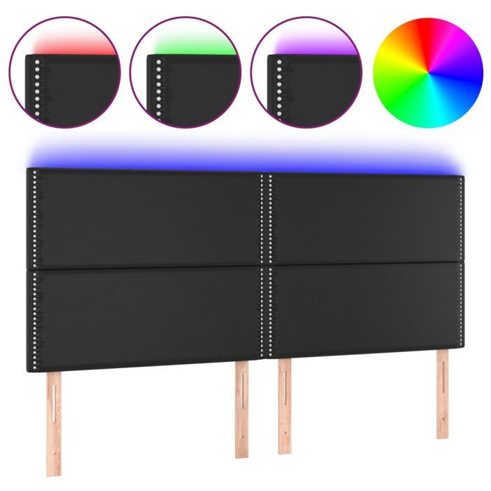 Maison Exclusive - Tête de lit à LED Noir 200x5x118/128 cm Similicuir