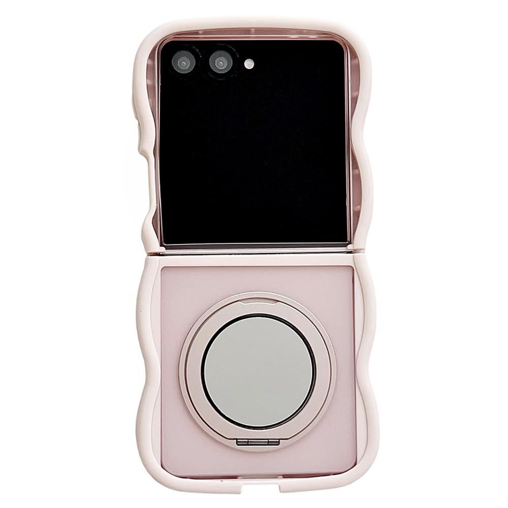 Магнитный чехол-зеркало с вращающейся подставкой для Samsung Galaxy Z Flip7 5G, TPU+PC чехол для телефона с волнистым краем