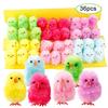 36Pcs Chick Figurines Hard to Fade Create Atmosphere Lightweight Pretty Easter Colorful Chicks Ornaments Gifts