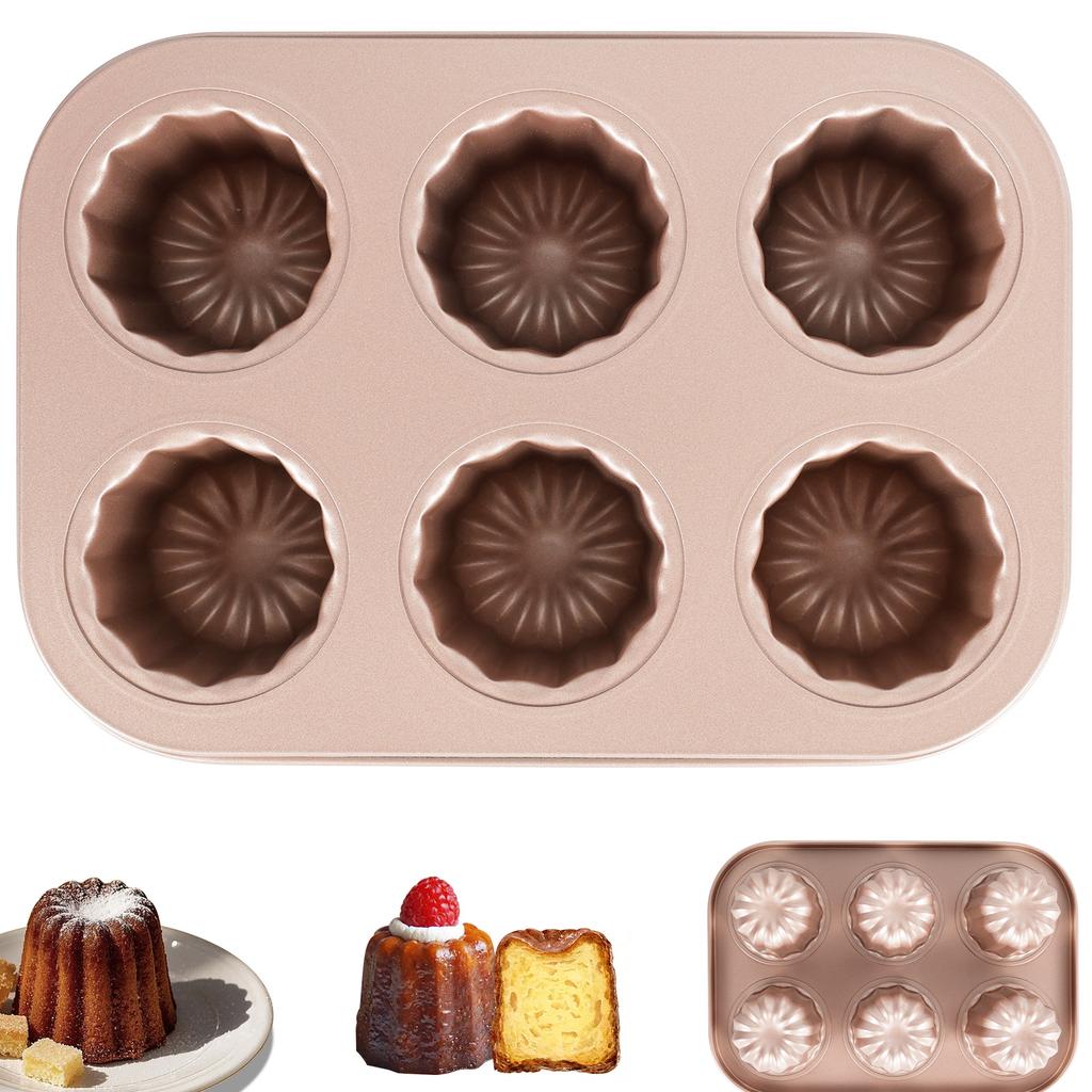 6/9/12 Holes Cake Molud Carbon Steel Cannele Mold Muffin Bakeware Cupcake Pan Non Stick Baking Pans for Baking Kitchen Accessory