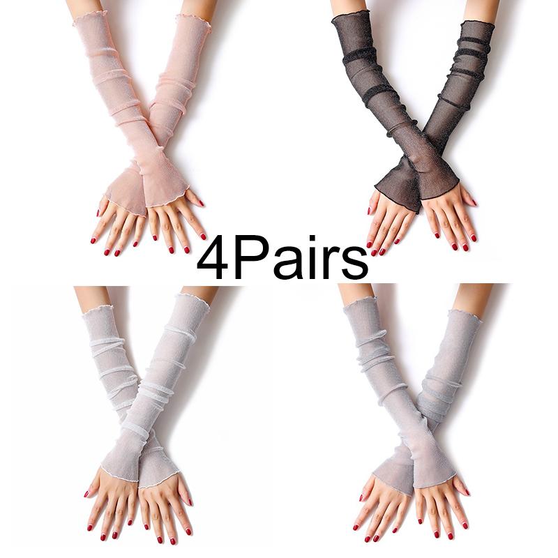 1Pair Sunscreen Sleeve Summer Netting Outdoor Lace Sleeve Edge Ultraviolet-proof Sun Protection Multiple Colors Ice Sleeve