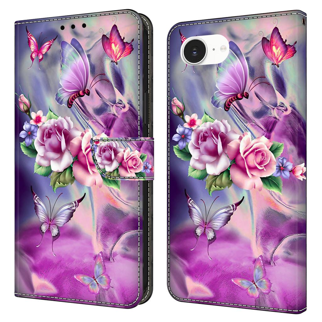 For iPhone 16e Case 3D Pattern PU Leather Wallet Phone Cover with Stand