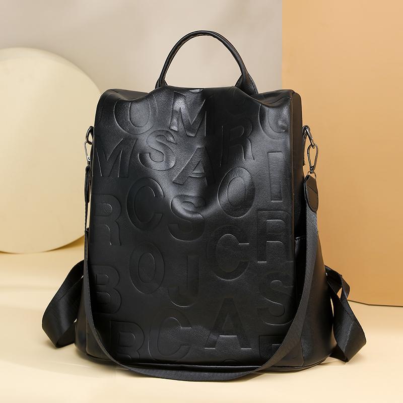 Рюкзак большой вместимости Женский рюкзак с надписью Дорожная сумка из мягкой кожи Многофункциональная сумка через плечо