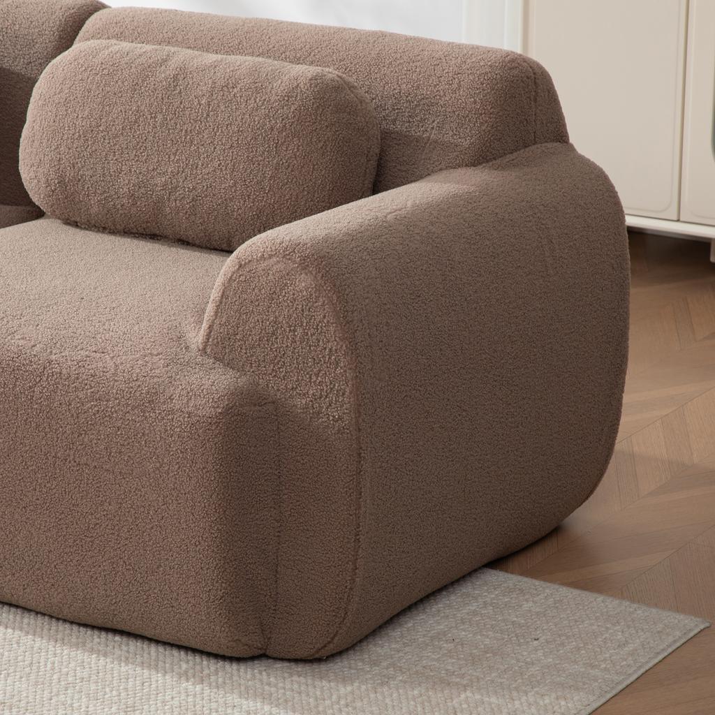 Modular compression sofa made of chenille fabric, filled with 30D high-elastic foam. Easy to move with non-slip bottom, ideal for living room. CAMEL