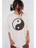 Loose fit yinyang printed pattern Tshirt casual short sleeved summer top comfortable Womens fashionable oversized Tshirt