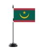 Drapeau De Table - Mauritanie - 14 X 21 Cm - Polyester - Mât En Plastique - Impression Recto/Verso