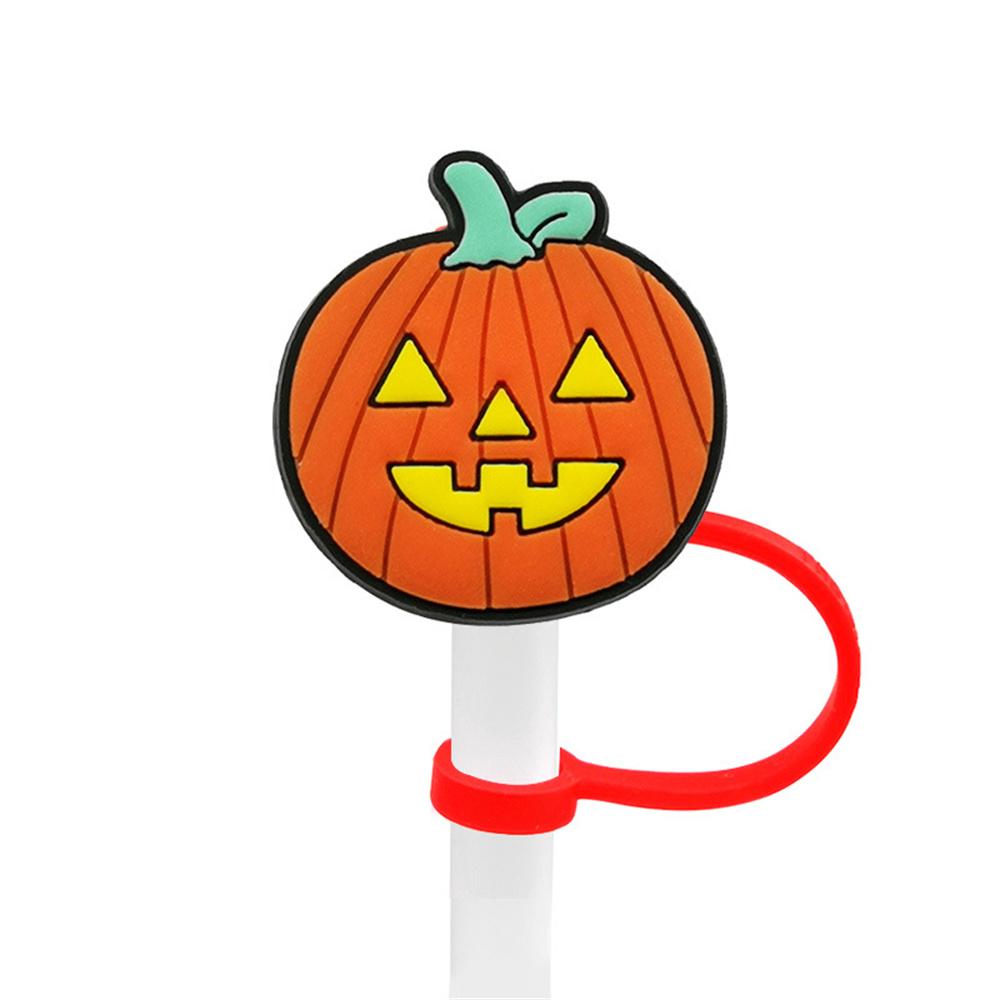 1PCS Happy Helloween Straw Cap PVC Helloween Gost Pumpkin Straw Toppers For Tumble Drink Decoration Straw Charms Straw Cover