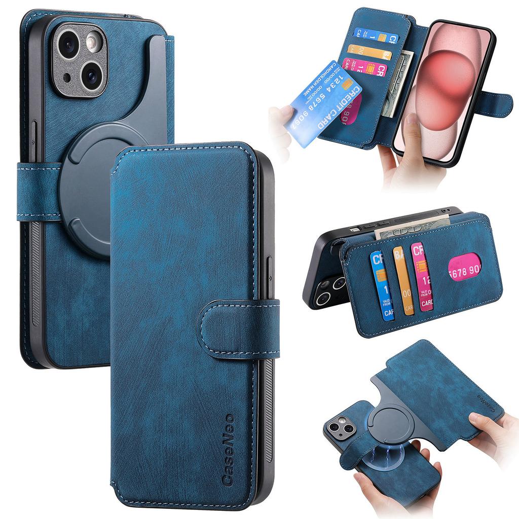 CASENEO MW-03 For iPhone 14 Plus Case with Detachable Wallet Leather+TPU Phone Cover
