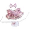 Niannyyhouse 20cm Plush Clothes Checkered Maid Outfit Headwear Apron Dress Dress-Up Cotton Doll Accessories (Pink)