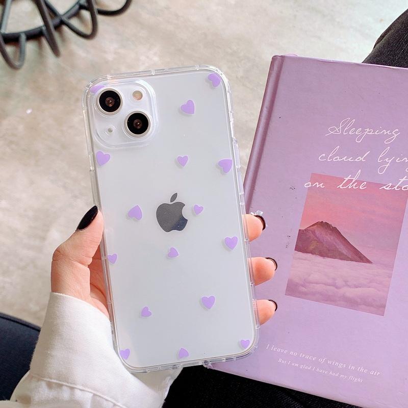 Чехол для телефона iPhone 15 14 Pro Max 13 12 11 X XR XS Прозрачный мультяшный Love Heart Мягкий TPU