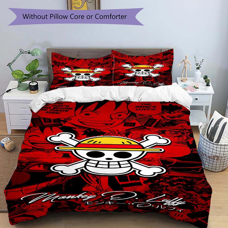3pcs bedding set ONE PIECE Includes 1 Comforter + 2 Pillowcases, Without Pillow Inserts, Soft Comfortable, Lightweight Breathable, Printed H