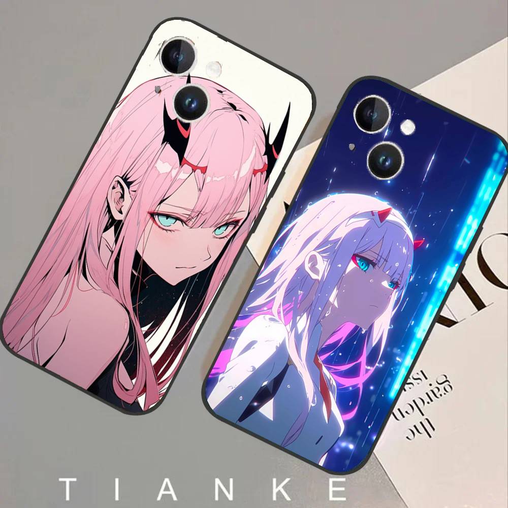 Чехол для телефона Zero Two Animation DARLING In The FRANXX для IPhone 17 Air 16 15 14 13 Pro Max 11 12 Черный силиконовый чехол