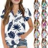 Летний детский повседневный модный гавайский топ для девочек с короткими рукавами и V-образным вырезом