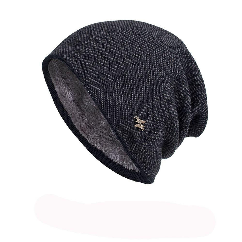 Unisex Cotton Wool Hat Skullies Men's Knitted Hat Winter Warm Hat Casual Beanies Thick Fleece Hat