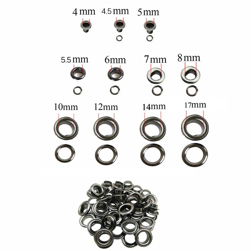 100 шт. ушко с шайбой, кожаная ремонтная втулка 4 мм, 5 мм, 6 мм, 8 мм, 10 мм, 12 мм, 14 мм и 17 мм