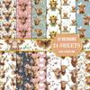 24 Sheets Lavender Theme Craft Paper Multiple Designs Lilac Floral Scrapbook Paper Vintage Design for Collage