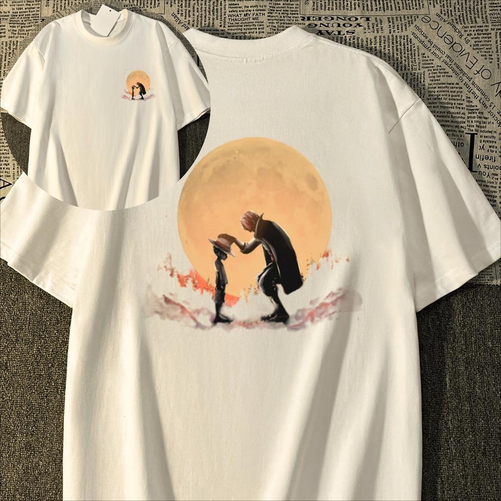 100% Хлопок Японский стиль Аниме One Piece Печатные Короткие Футболки для Мужчин и Женщин Свободные Летние Топы для Пары