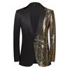 Mens Fashion Panelled Wave Shiny Sequin Suit Jacket Blazer