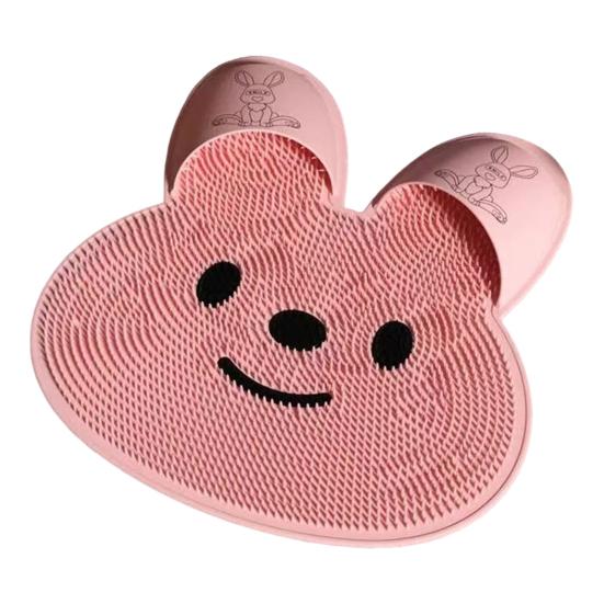 Rabbit Bathroom Shower Anti Slip Mat Foot Scrubber Back Scrubber Circular Massage Mat Silicone Foot Mat