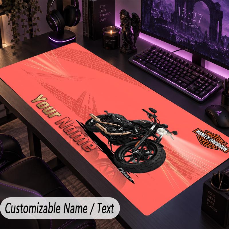 Large Mouse PadHarley-Davidson Custom Name Text Personalized Desk Mat Non Slip Gaming Pad