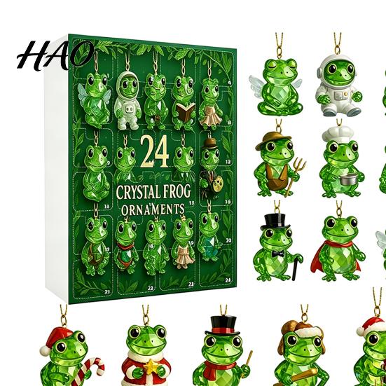 Festive Party Favors for Friends Faux Crystal Frog Advent Calendar 2026, 24 Days Christmas Countdown with Hanging Pendant Bedroom Decor Animal