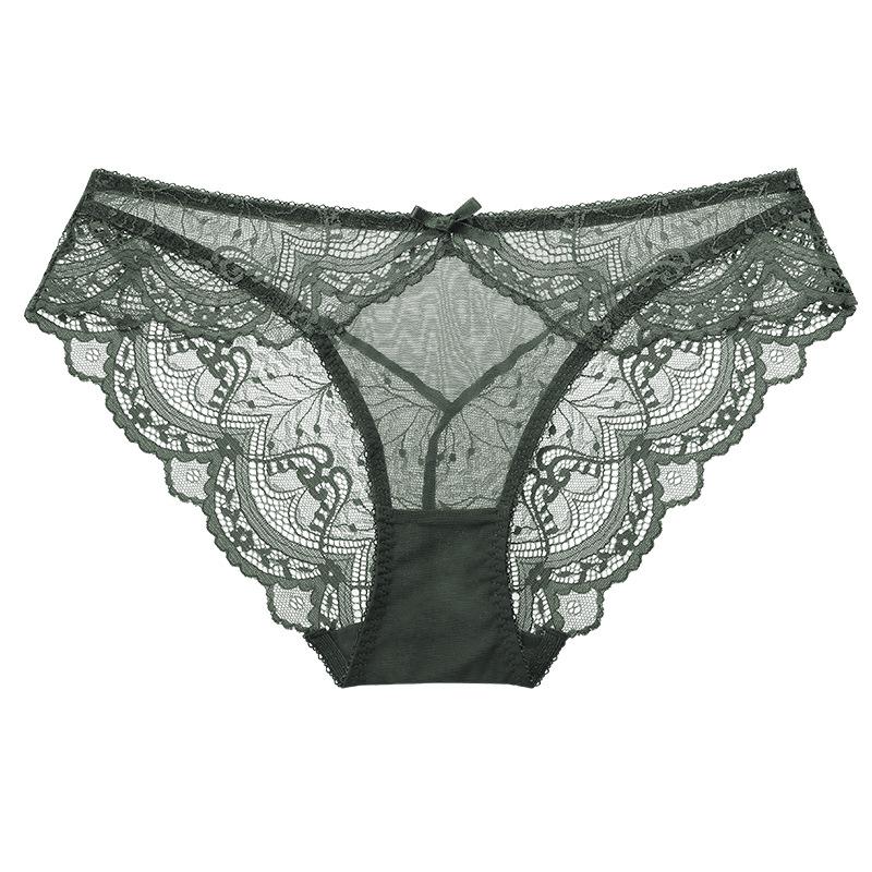 Red Lace Mid-Waist Sexy Panties for Women, Plus Size, Seamless Design