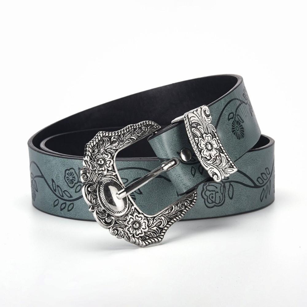 Y2K Western Style Belt PU Leather Women Waistband Simple Printed Belts Women