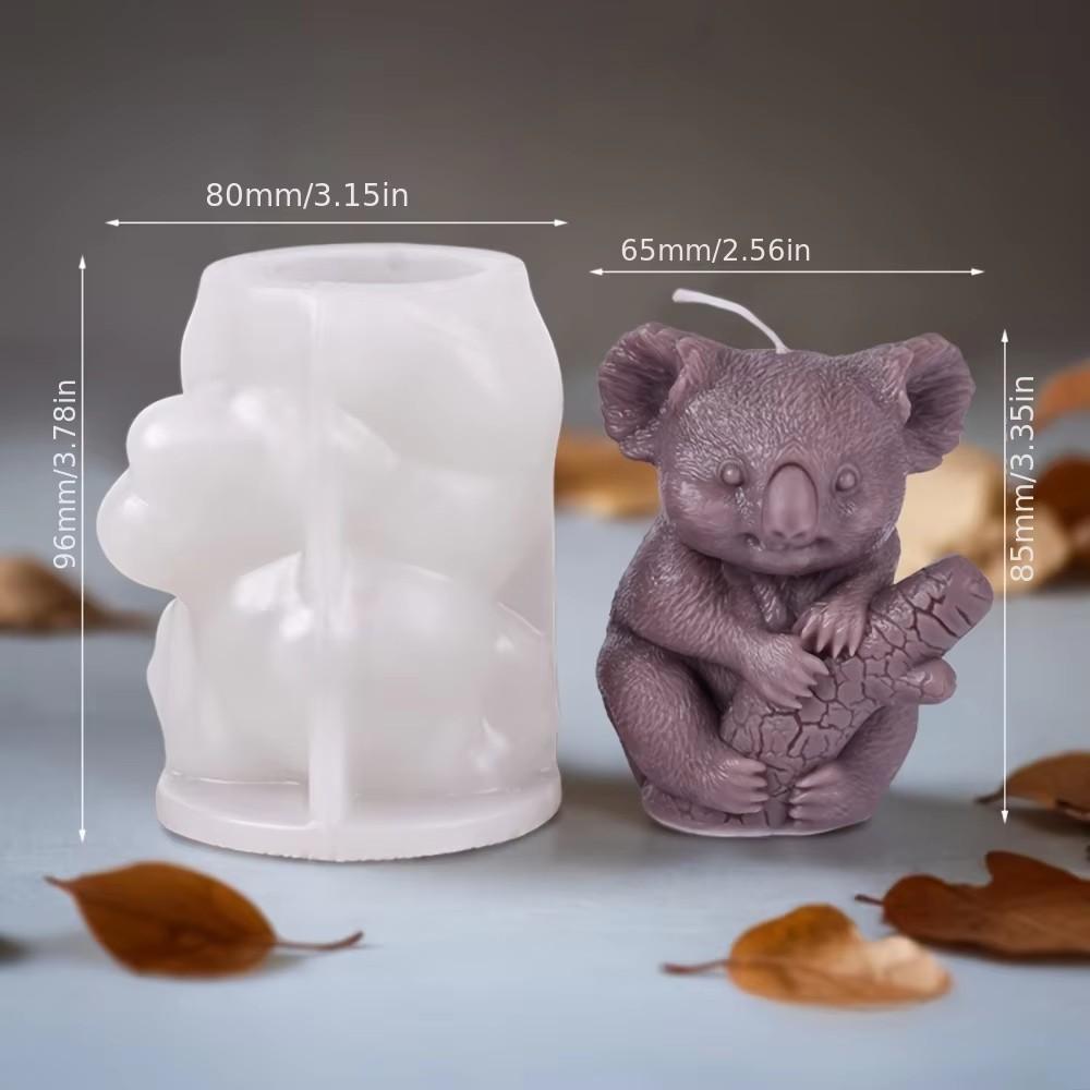 Koala Stump Shape Silicone Candle Molds Pinecone Squirrel Pillar Resin Making Animal Bear Gypsum Moulds Leaf Tree Cylinder Gifts