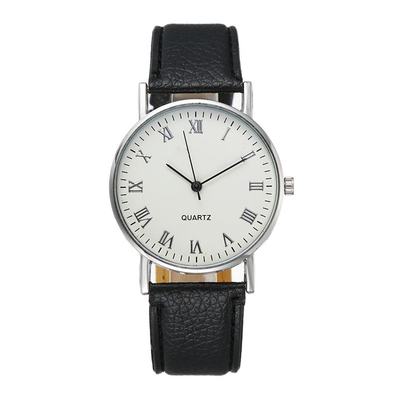 Простые женские кожаные часы с римскими цифрами, кварцевые аналоговые часы, повседневные деловые деловые часы