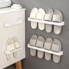 Bathroom Slipper Shelf Punch Free Wall Mounted Shoes Hanger Rack Towel Storage Shelf Space Saving Shelves Bathroom Accessories