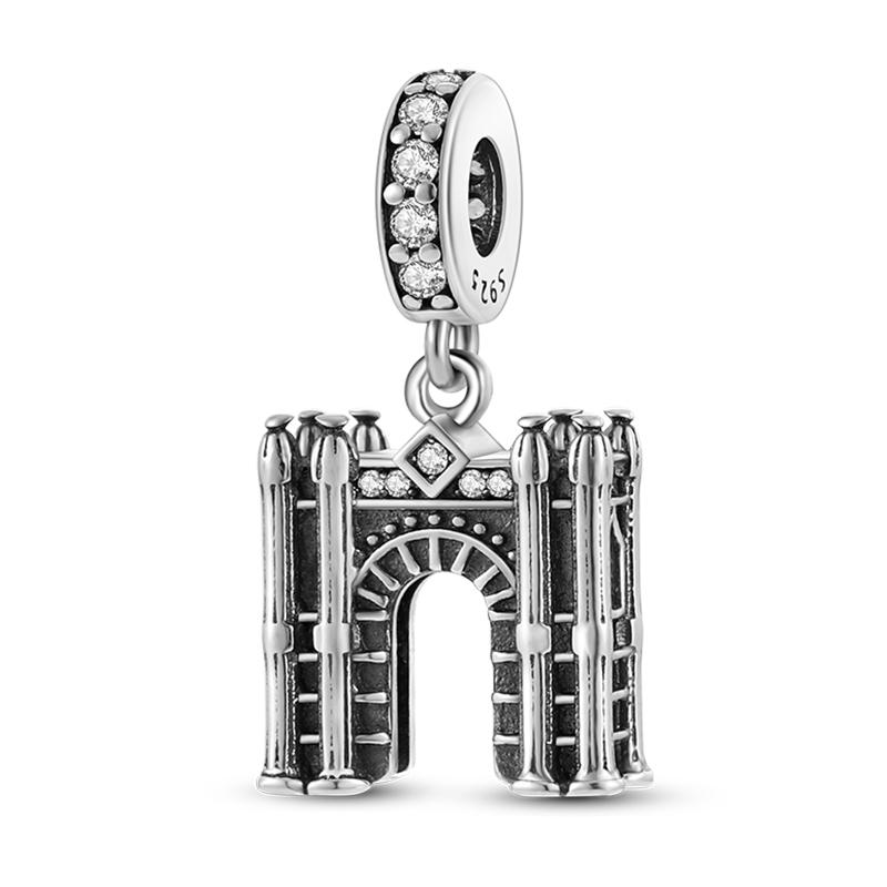 Copper Eiffel Tower Triumphal Arch Famous Architectural Charms Beads Fit Pan Original Bracelets Diy Fine Jewelry