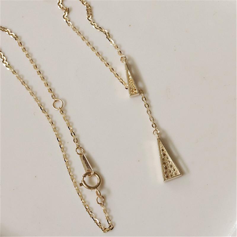 Стерлингового Серебра 925 пробы, креативный треугольный кулон, цепочка на ключицу, женское регулируемое модное вечернее покрытие, ювелирные изделия из 14-каратного золота