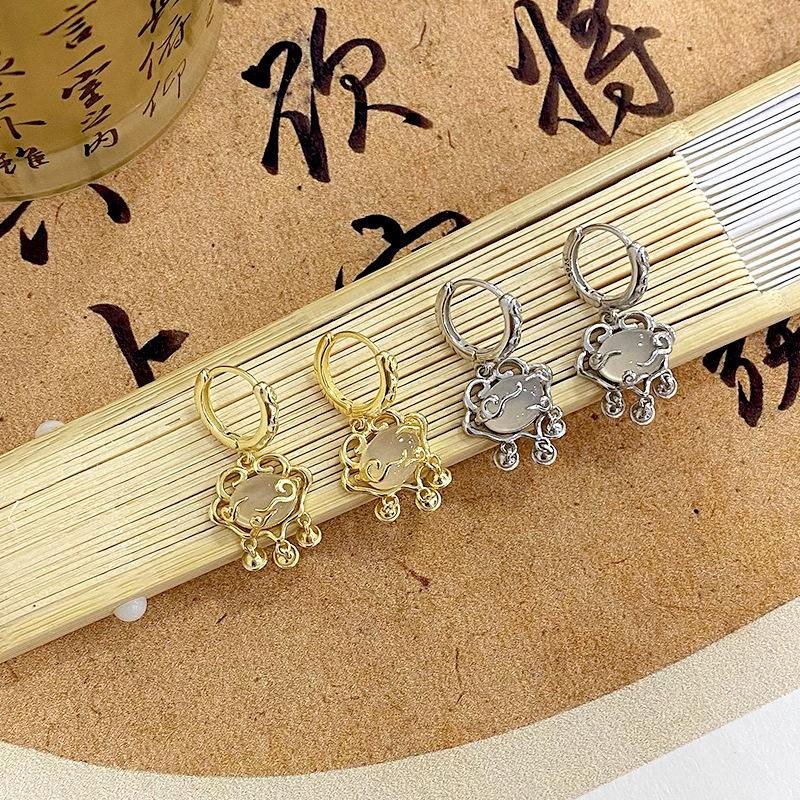 Серьги-вкладыши Ping An Lock, новые, в китайском стиле, легкие, роскошные, высокого класса, элегантные, темпераментные