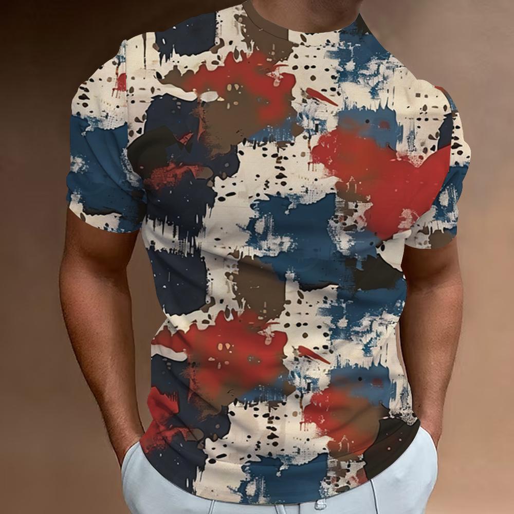 Цветная мужская футболка с круглым вырезом и принтом граффити, летняя повседневная мужская футболка для улицы, мужские топы с короткими рукавами, футболки