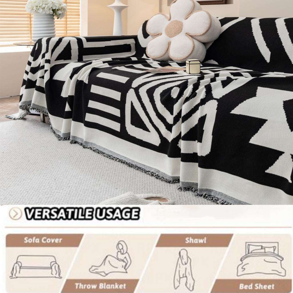 Полотенце для дивана Boho Jacquard Chenille с кисточками, двухстороннее, для гостиной, кемпинга, пикника, большого одеяла, отдыха, пляжа